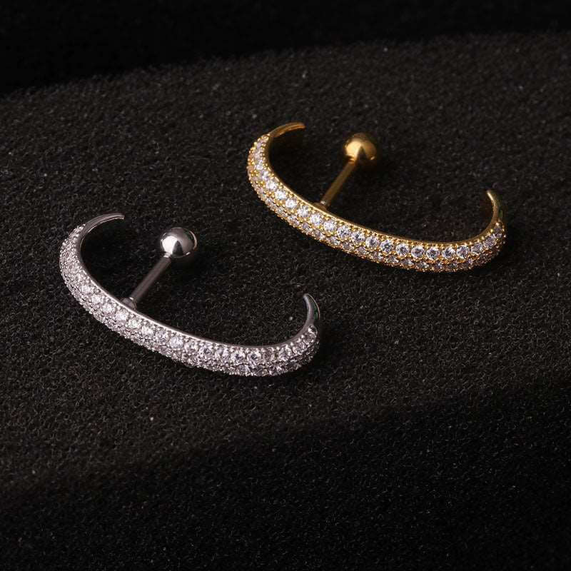 16G Cartilage Hoop Earring, Flat Back Earrings, Leaf Earrings