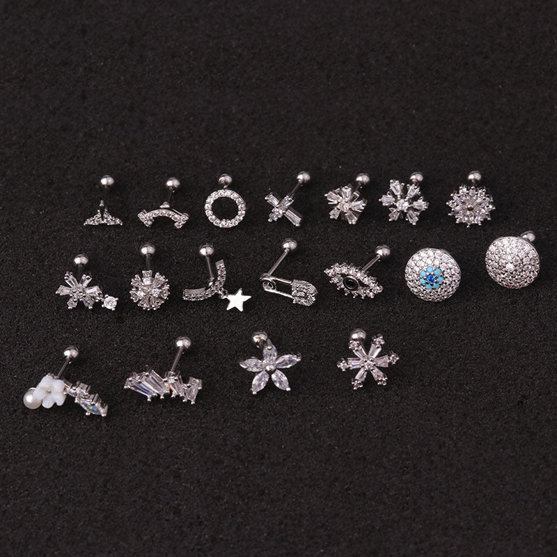 20G Safety Pin Cartilage Forward Helix Stud Earrings