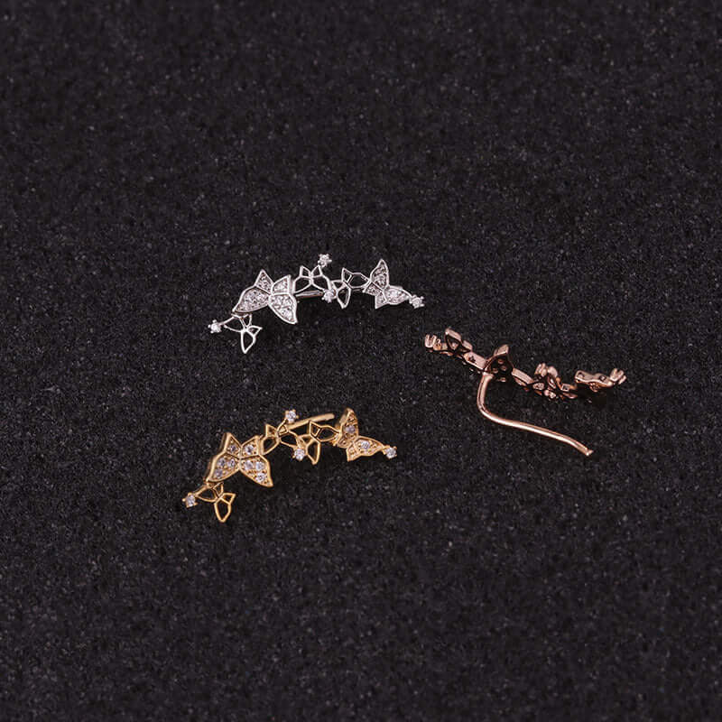 16G Cartilage Linear Flower Ear Clip Ear Cuff | HSPJ19124