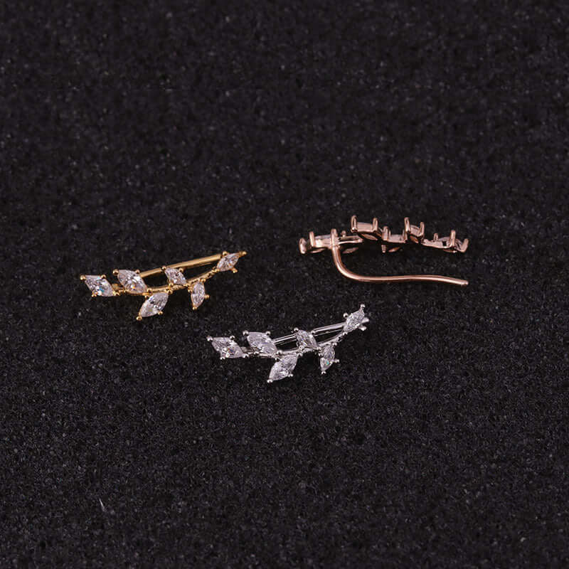 16G Cartilage Linear Flower Ear Clip Ear Cuff | HSPJ19124