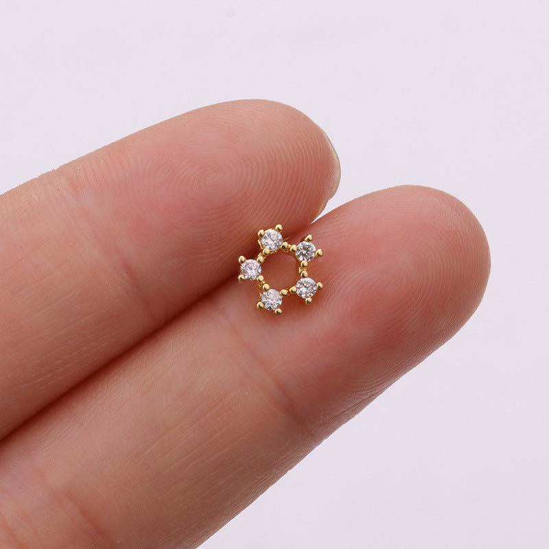 20G Snow Flakes Cartilage Conch Sleeper Stud Earrings