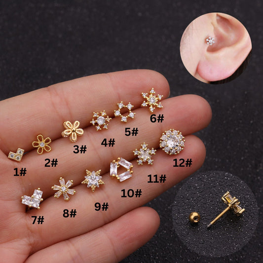 20G Snow Flakes Cartilage Conch Sleeper Stud Earrings