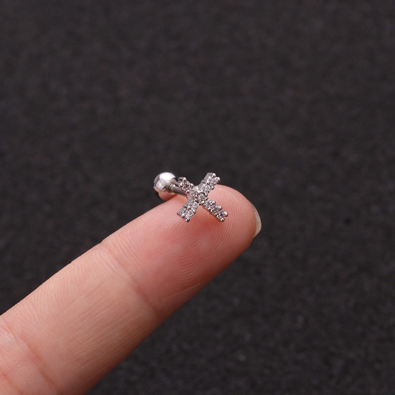 16G Cartilage Tiny Stud Earring, Heart Stud, CZ Studs