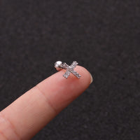 16G Cartilage Tiny Stud Earring, Heart Stud, CZ Studs