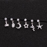 20G Surgical Steel Star Moon Dangle Cartilage Earring | HSPJ1926