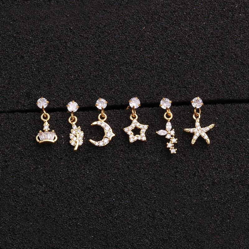 20G Surgical Steel Star Moon Dangle Cartilage Earring | HSPJ1926