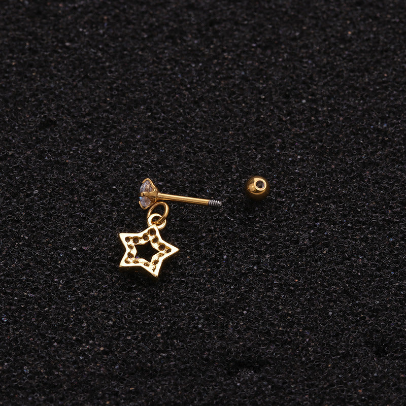 20G Surgical Steel Star Moon Dangle Cartilage Earring | HSPJ1926