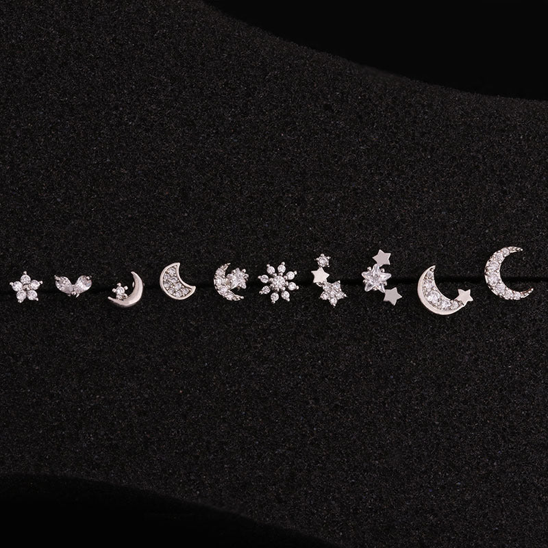 20G Cartilage Tiny Moon Star Tragus Stud | HSPJ1927
