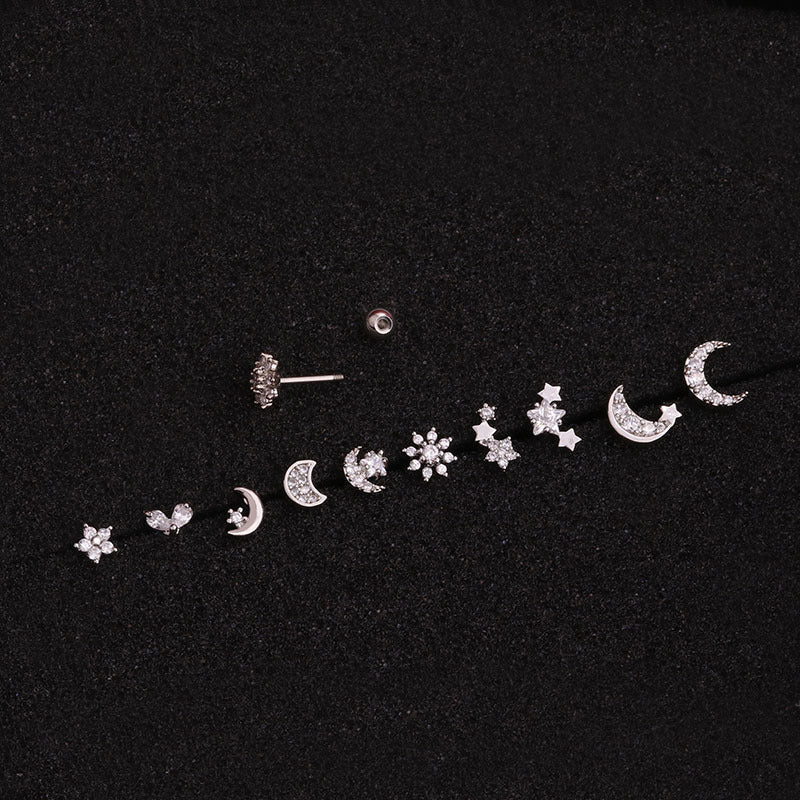 20G Cartilage Tiny Moon Star Tragus Stud | HSPJ1927