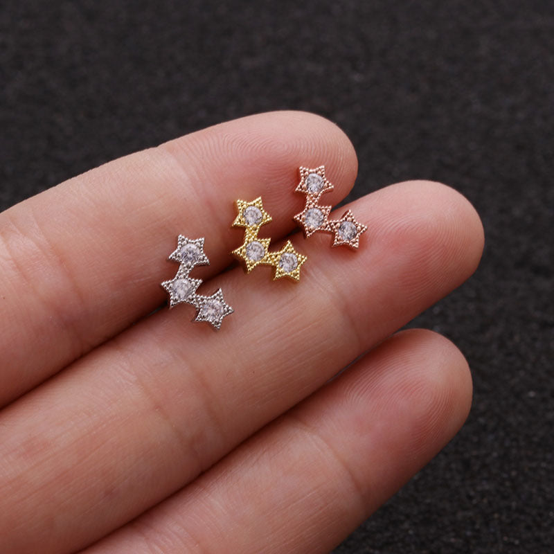 20G Cross Star Helix Earrings Stud | HSPJ1934