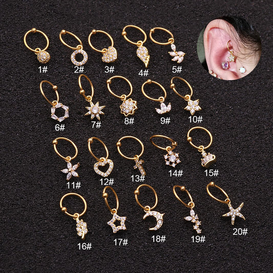 20G Surgical Cartilage Hoop Earrings, Dangle Hoop Earrings | HSPJ1936