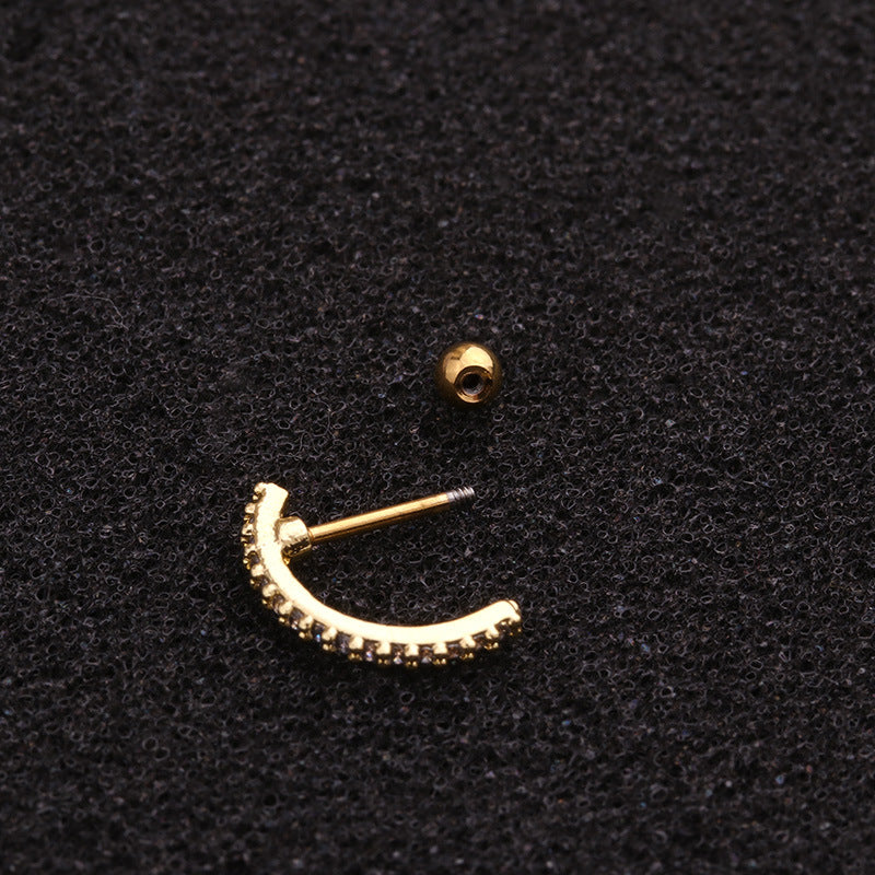 20G Silver Pave Conch Huggies Hoop | HSPJ1939