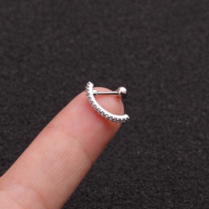 20G Silver Pave Conch Huggies Hoop | HSPJ1939