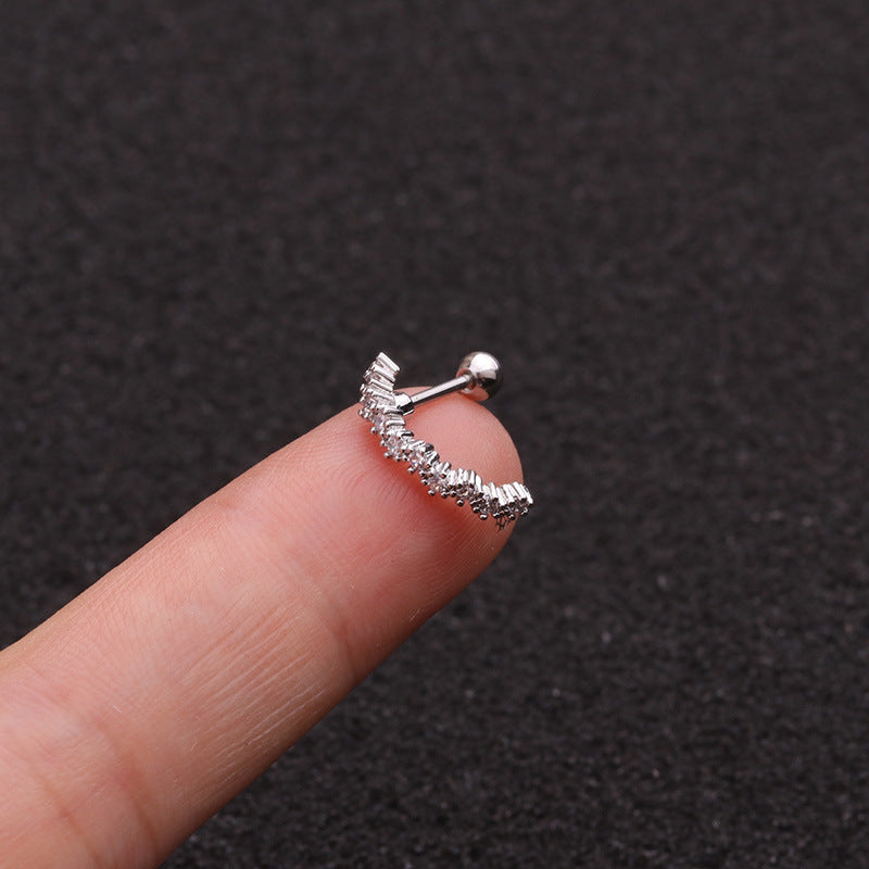 20G Silver Pave Conch Huggies Hoop | HSPJ1939