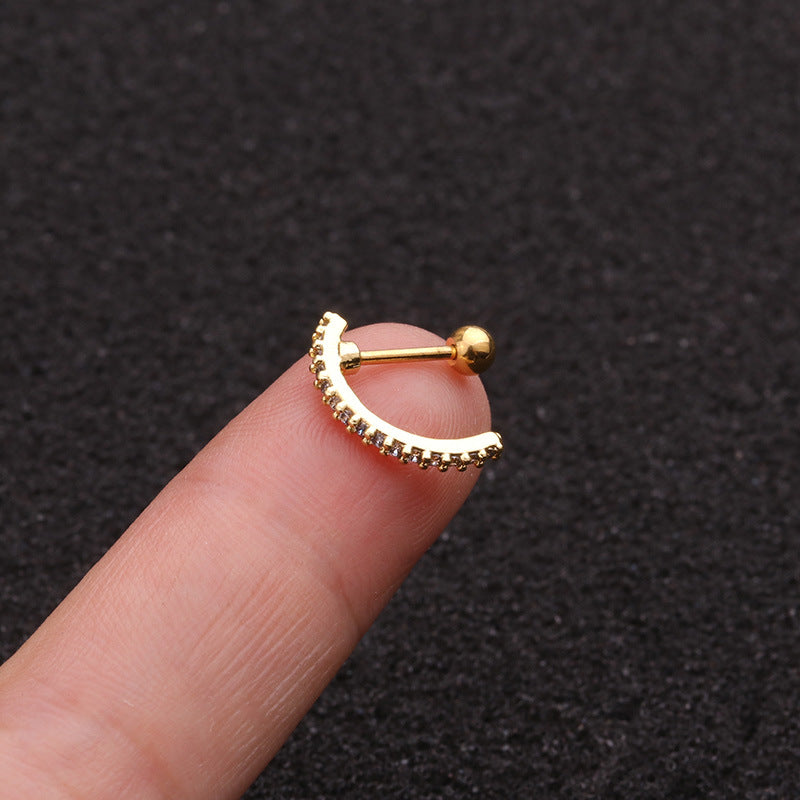 20G Silver Pave Conch Huggies Hoop | HSPJ1939