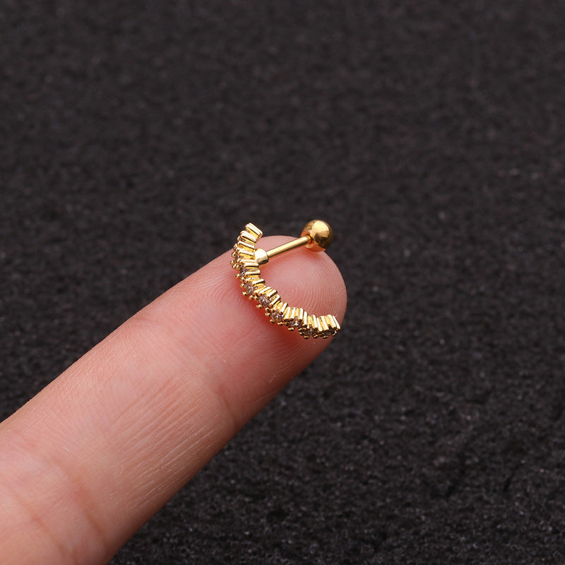 20G Silver Pave Conch Huggies Hoop | HSPJ1939