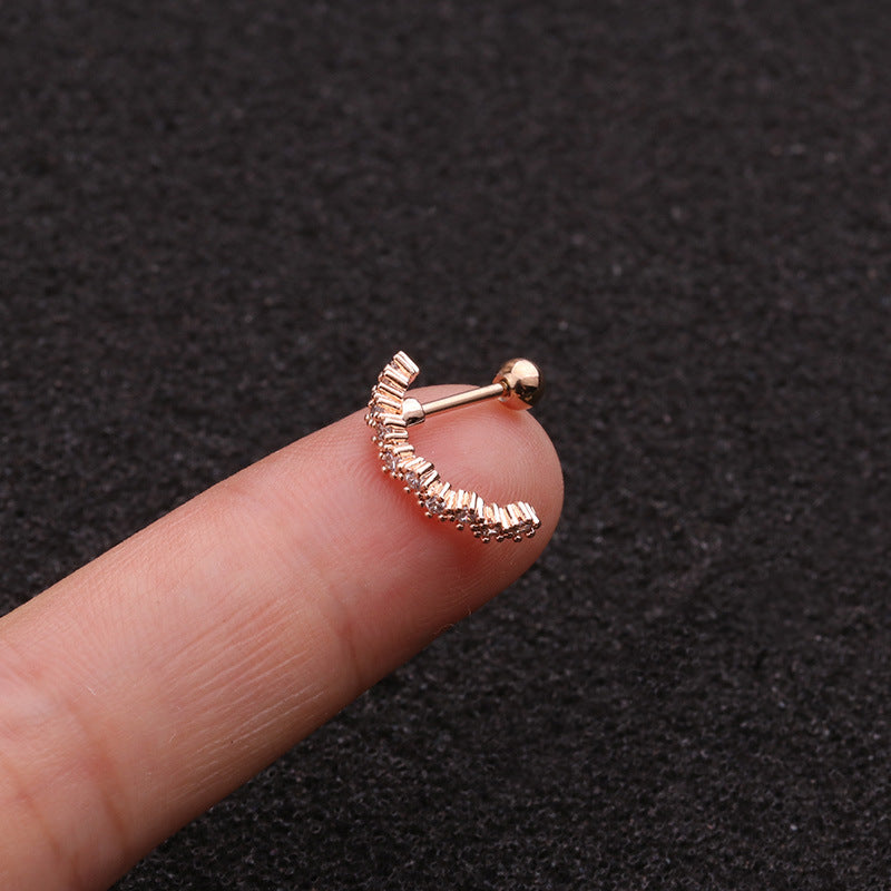 20G Silver Pave Conch Huggies Hoop | HSPJ1939