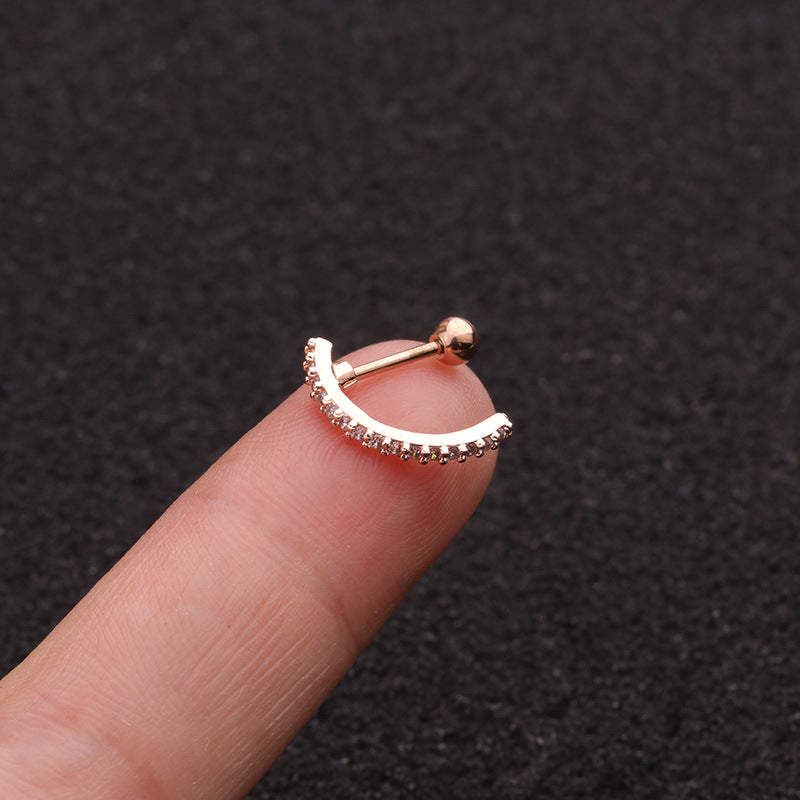 20G Silver Pave Conch Huggies Hoop | HSPJ1939