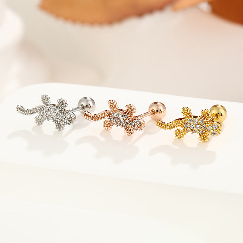 20G Rose Gold Lizard Tragus Stud Piercings