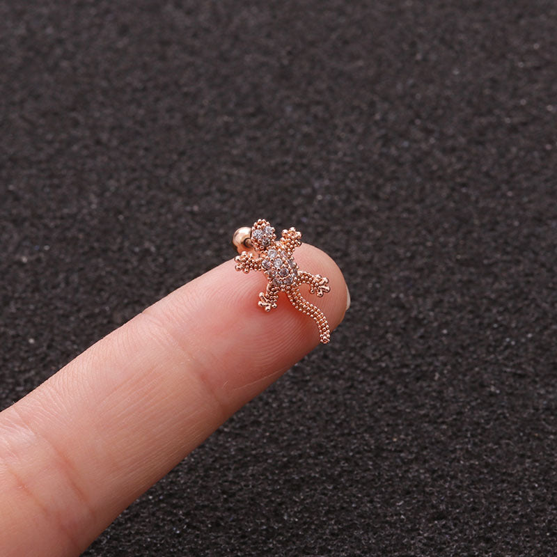 20G Rose Gold Lizard Tragus Stud Piercings