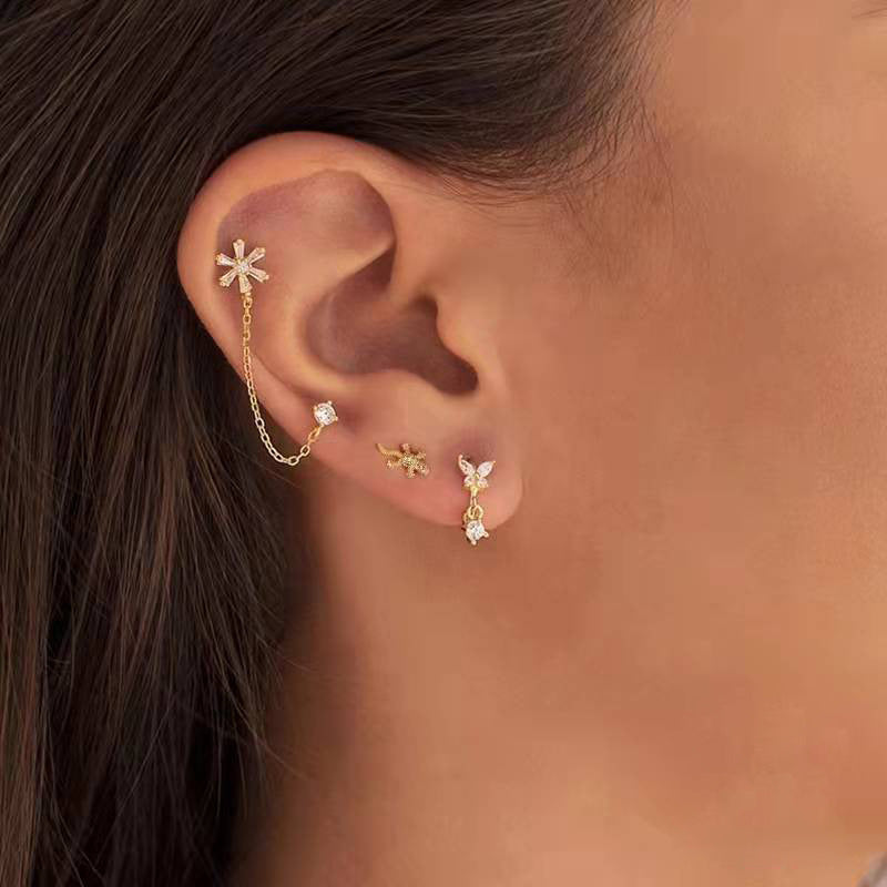 20G Rose Gold Lizard Tragus Stud Piercings