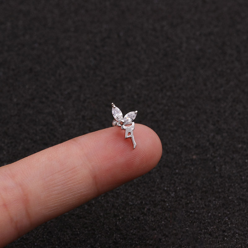 20G Butterfly Fairy Cartilage Tragus Stud Piercing silver