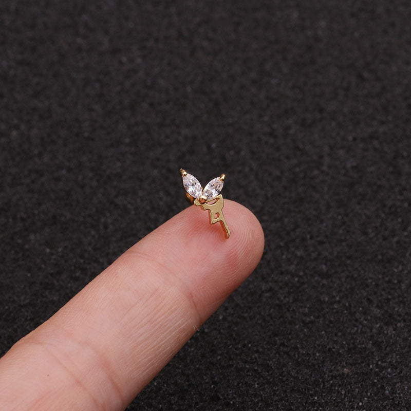 20G Butterfly Fairy Cartilage Tragus Stud Piercing gold