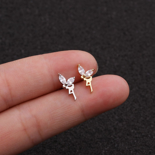 20G Cartilage Tiny Stud Earring, Half Butterfly Stud Earrings | HSPJ1947