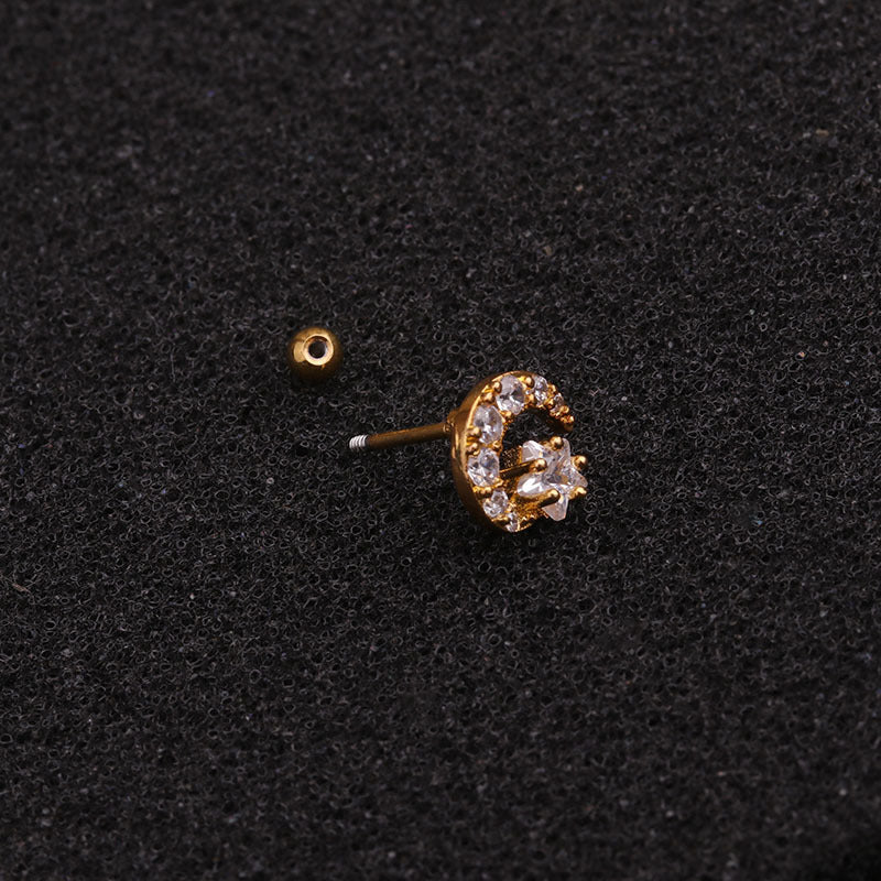 20G Rose Gold Crescent Moon Conch Daith Stud | HSPJ1950