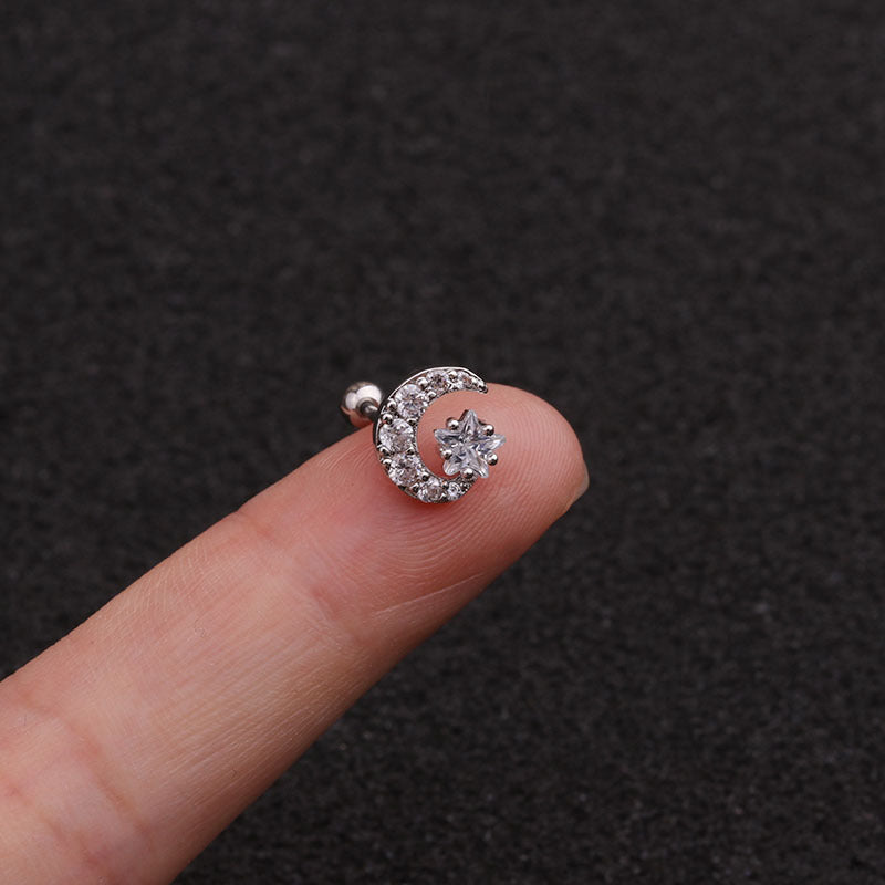 20G Rose Gold Crescent Moon Conch Daith Stud silver