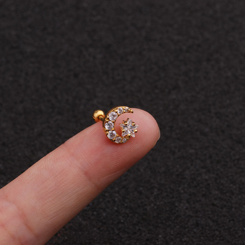 20G Rose Gold Crescent Moon Conch Daith Stud gold