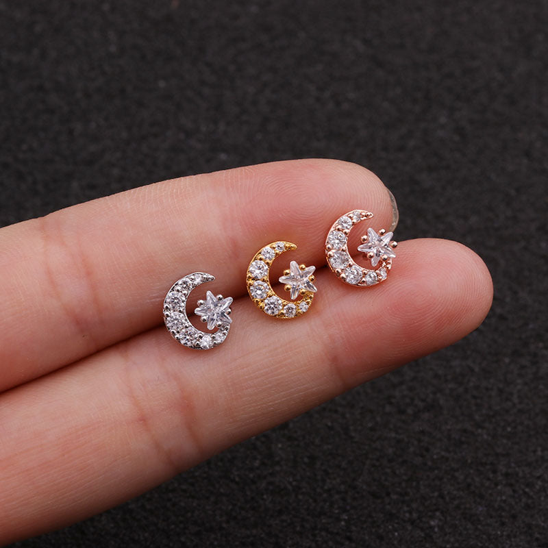 20G Rose Gold Crescent Moon Conch Daith Stud