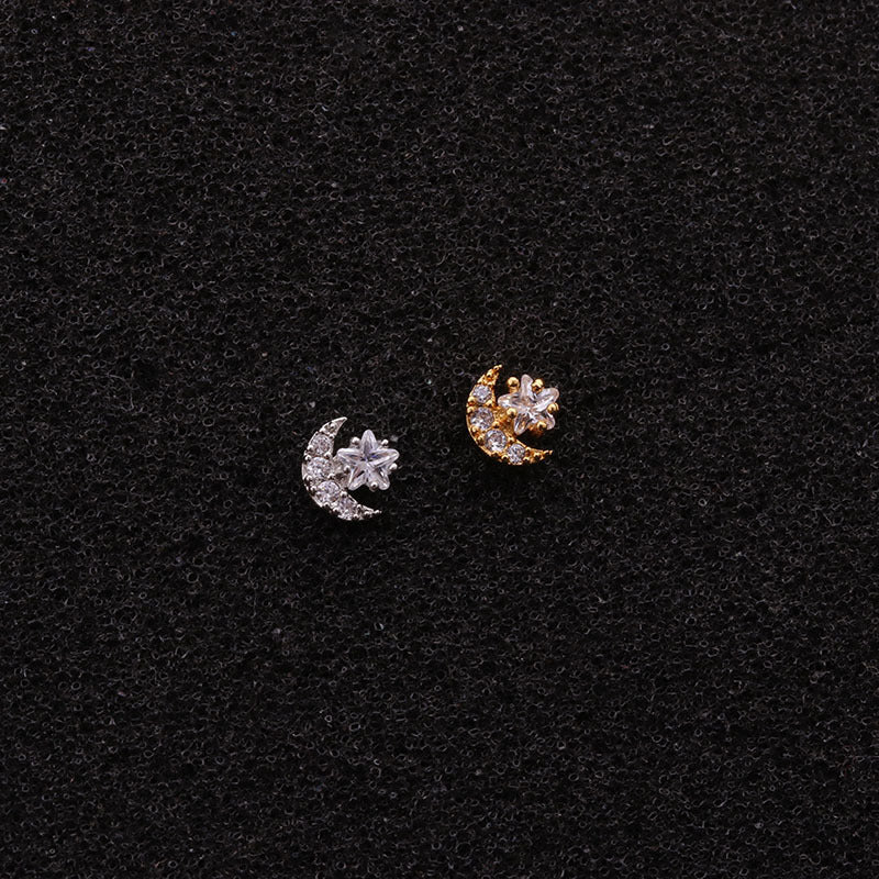 20G Surgical Steel Moon Star Cartilage Barbell Stud