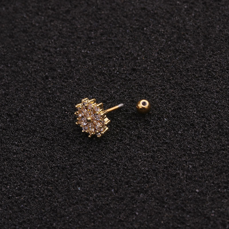 20G Cartilage Flower Stud Rose Gold Earrings