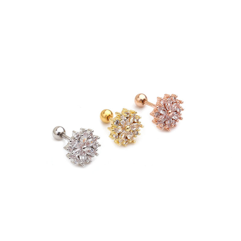 20G Cartilage Flower Stud Rose Gold Earrings