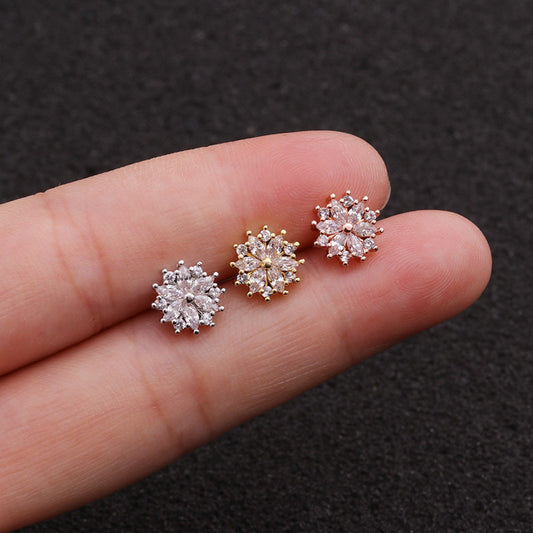 20G Cartilage Tiny Stud Earring, Flower Stud Earrings | HSPJ1952