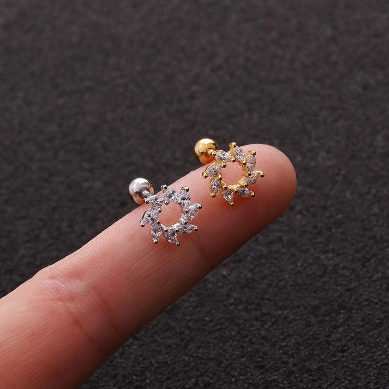 cartilage earrings, piercing jewelry, cartilage piercing, body jewelry, helix piercing, helix earrings, tragus piercing, sunflower earrings