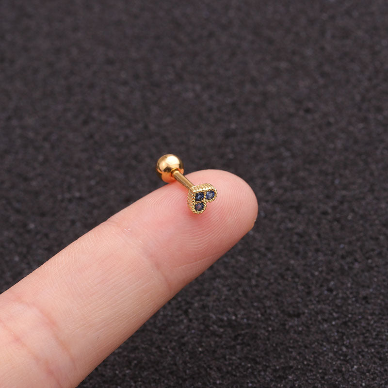 16G Cartilage Tiny Stud Earring, Flat Back Heart Earrings