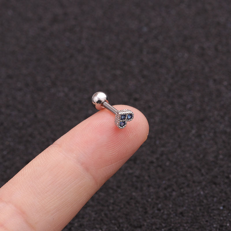 16G Cartilage Tiny Stud Earring, Flat Back Heart Earrings