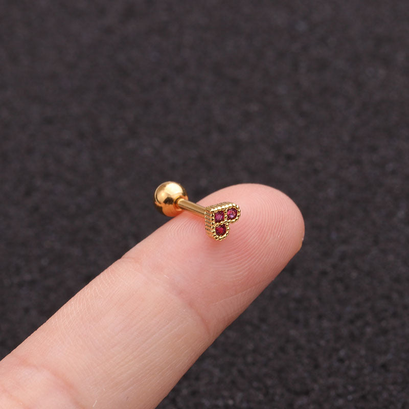 16G Cartilage Tiny Stud Earring, Flat Back Heart Earrings