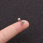 16G Cartilage Tiny Stud Earring, Flat Back Heart Earrings