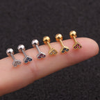 16G Cartilage Tiny Stud Earring, Flat Back Heart Earrings