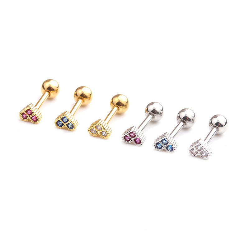 16G Cartilage Tiny Stud Earring, Flat Back Heart Earrings