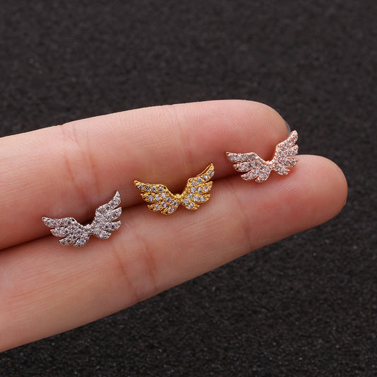 20G Cartilage Tiny Stud Earring, Angel Wings Earrings | HSPJ1970