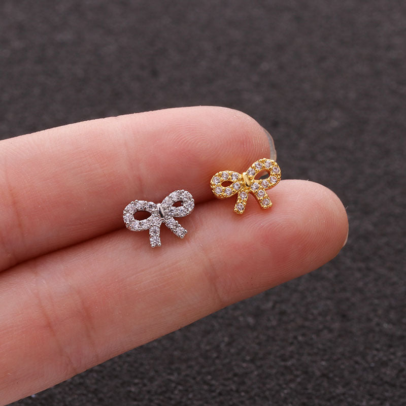 16G Cartilage Tiny Bowknot Tragus Sleeper Earrings