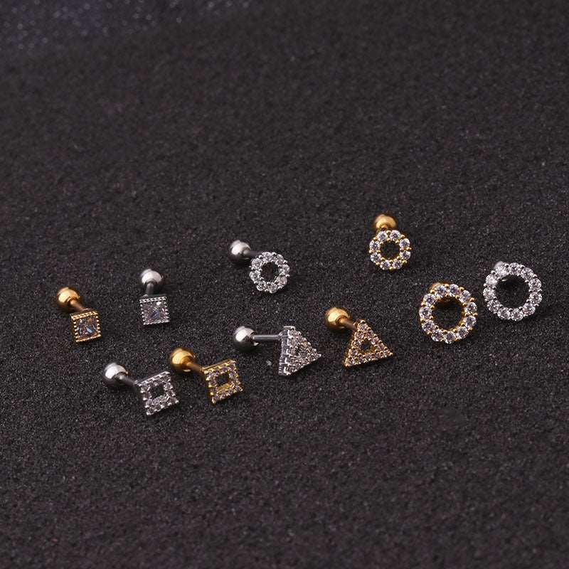 16G Cartilage Tiny Stud Earring, Geometric Stud Earrings | HSPJ1974