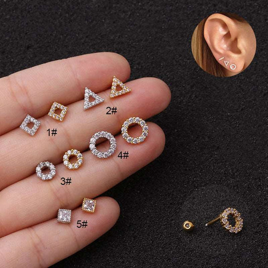 16G Cartilage Tiny Stud Earring, Geometric Stud Earrings | HSPJ1974