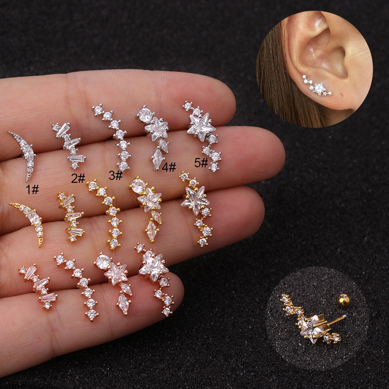 cartilage earrings, piercing jewelry, cartilage piercing, body jewelry, helix piercing, helix earrings, tragus piercing, star earrings, star cartilage earrings