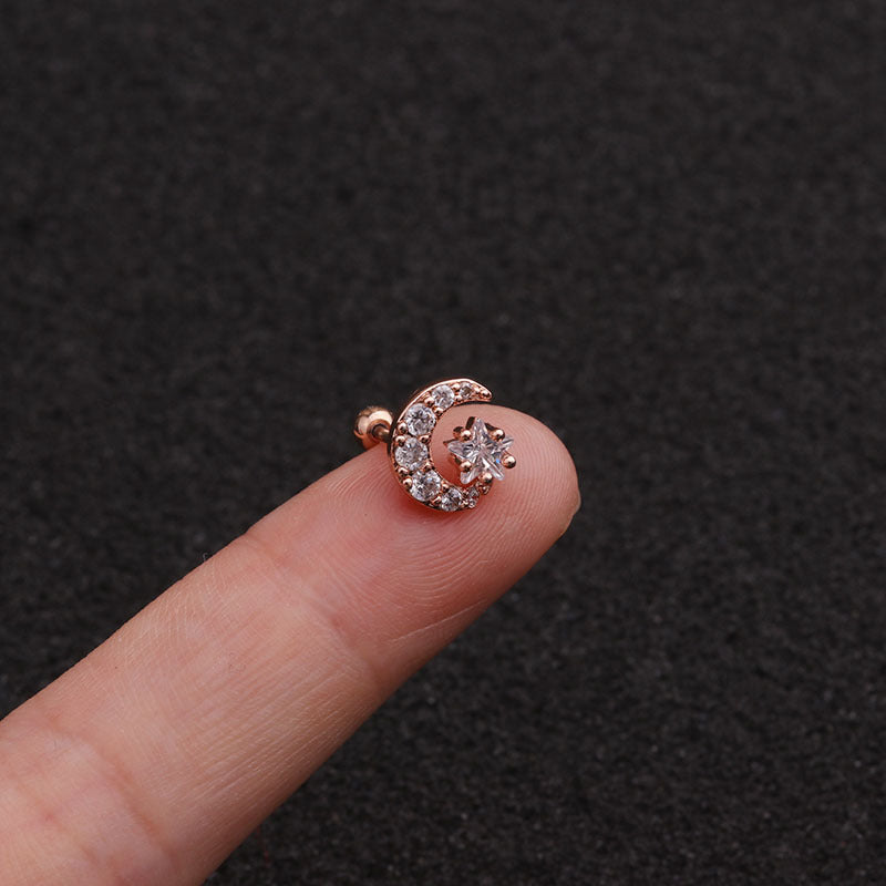 20G Galaxy Moon Star Conch Helix Earring rose gold