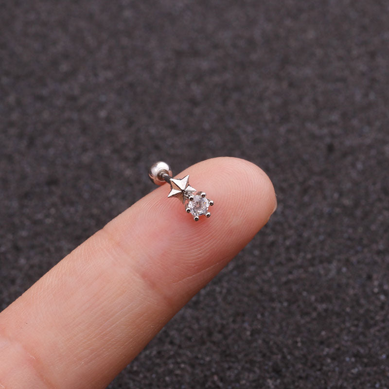 20G Galaxy Moon Star Conch Helix Earring Silver